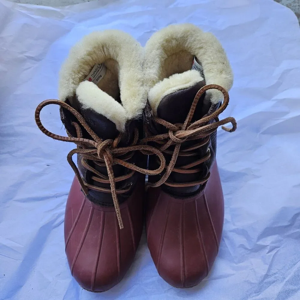 Sperry Thinsulate Shearling Duck Boots Burgundy Brown Gorpcore Womens 5